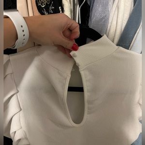 White puff sleeve bodysuit